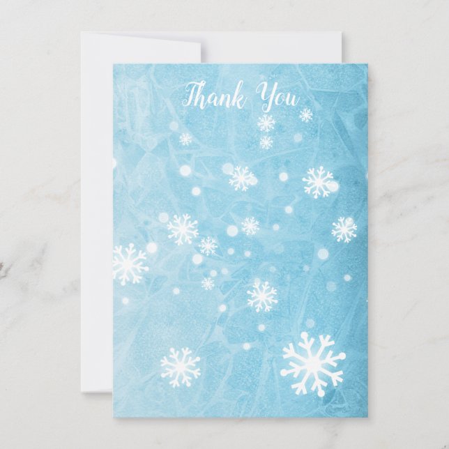 Thank You Winter Snowflake Serif Text Flat Card (Front)