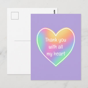 Thank You With All My Heart Rainbow Postcards