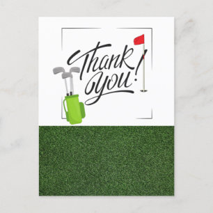 Thank you with golf flag and golf Bag  Postcard