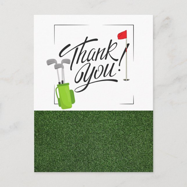 Thank you with golf flag and golf Bag  Postcard (Front)