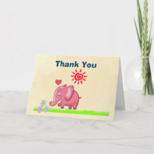 Thank You with Happy Pink Elephant
