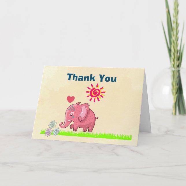 Thank You with Happy Pink Elephant (Front)