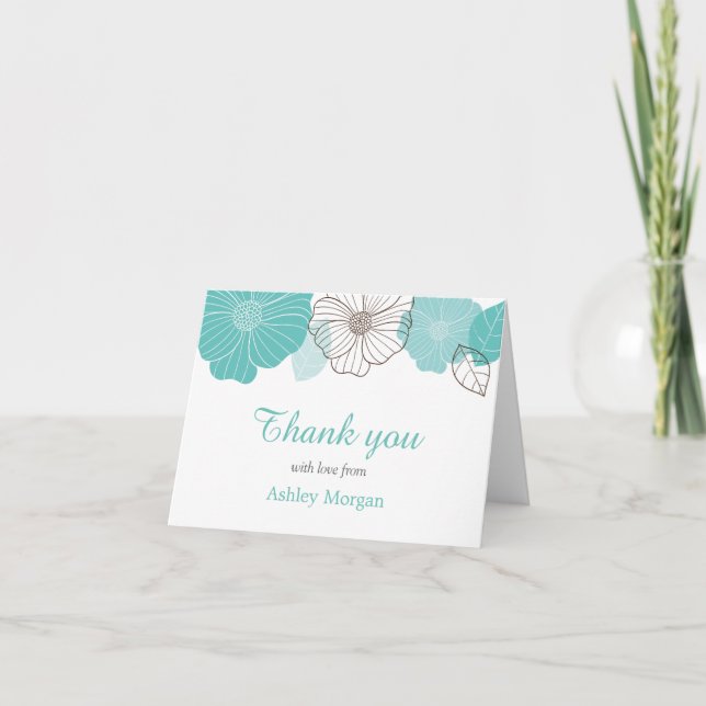 Thank You with Love Elegant Chic Mint Green Floral (Front)