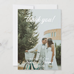 Thank You with Love & Joy Custom Wedding Photo Card