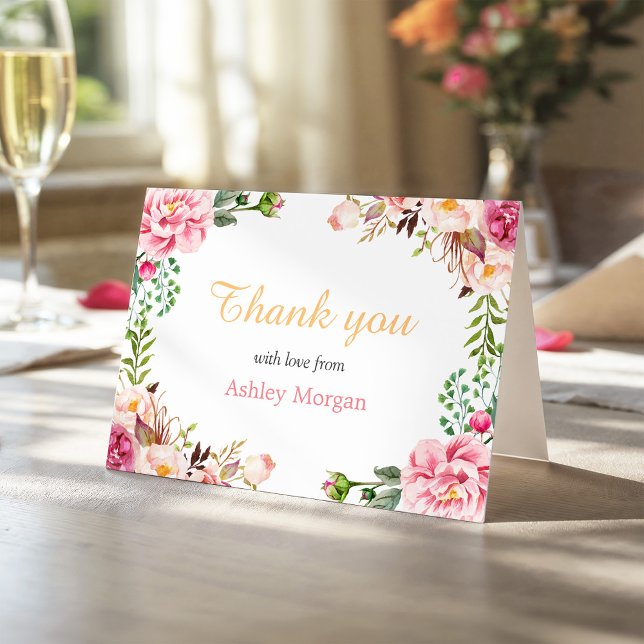 Thank You with Love Romantic Chic Floral Wrap Card (Creator Uploaded)
