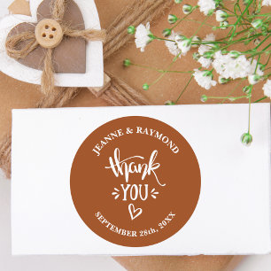 Thank You with Love Terracotta Wedding Favour Classic Round Sticker