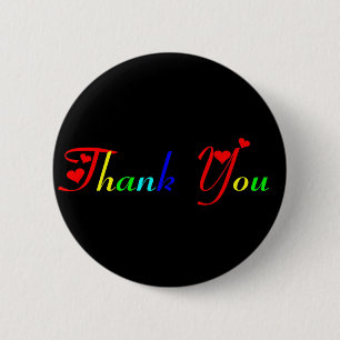 Thank You with Red Hearts 2 Inch Round Button