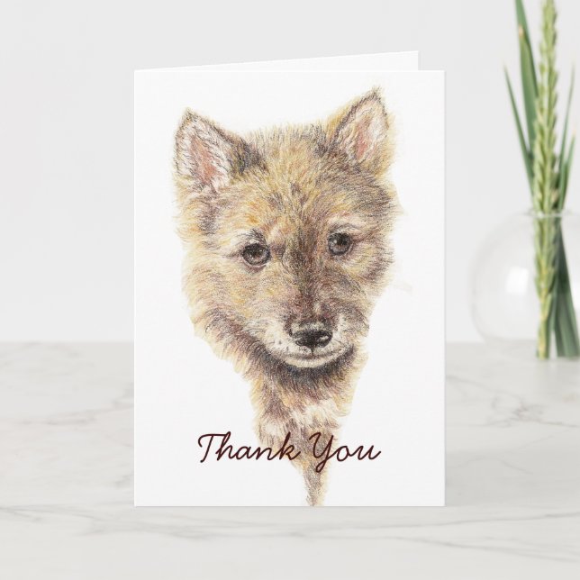 Thank You Wolf, Wolves, Cub, Pup, Nature, wildlife Card (Front)