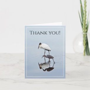 Thank You Wood Stork & Blue Heron Reflection Photo Card