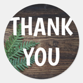 THANK YOU wooden grain fern round sticker sheet