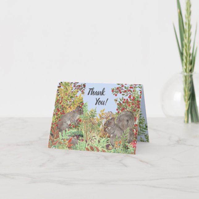 Thank You Woodland Squirrel Forest Fern Blank (Front)