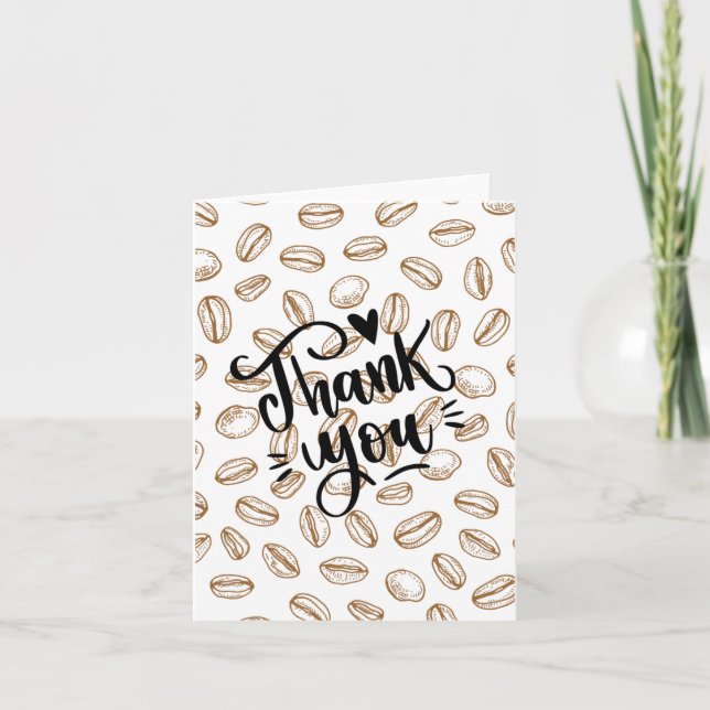Thank You  Words Under a Coffee Bean Background Card (Front)