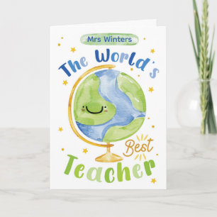 Thank You World Teacher Card – Globe Personalised