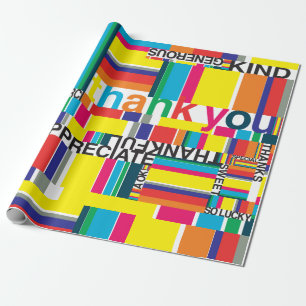 Thank you wrapping paper colourful fun rainbow