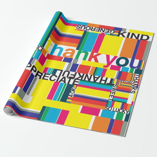 Thank you wrapping paper colourful fun rainbow (Unrolled)