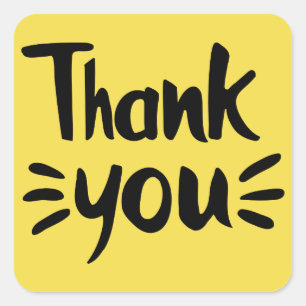Thank You Yellow And Black Wedding Party Square Sticker