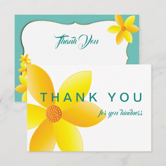 Thank You Yellow Daisies Aqua Blue (Front/Back)