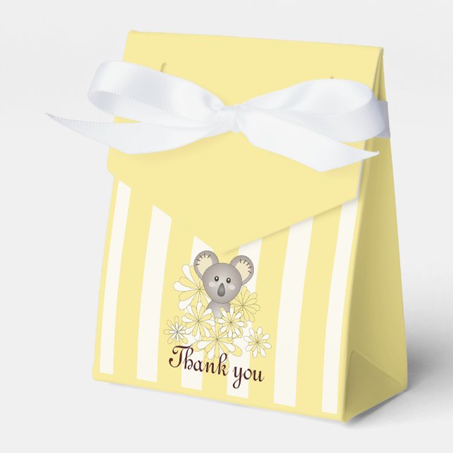 Thank You Yellow Koala Baby Shower | Kids Birthday Favor Box (Front Side)