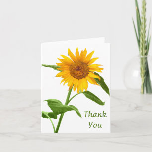 Thank You Yellow Sunflower Floral Blank Note Card