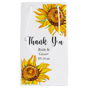Thank You Yellow Sunflower on Wedding Small Gift B Small Gift Bag