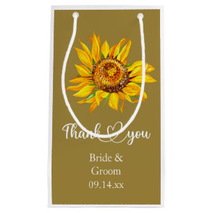 Thank You Yellow Sunflower on Wedding  Small Gift Bag