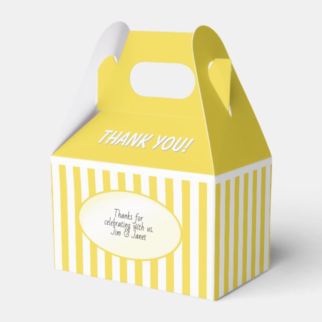 Thank You Yellow/White Stripes Pattern Favor Box (Front Side)