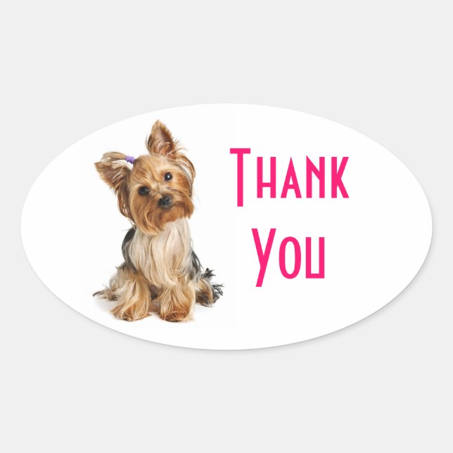 Thank You Yorkshire Terrier  Puppy Dog Stickers (Front)