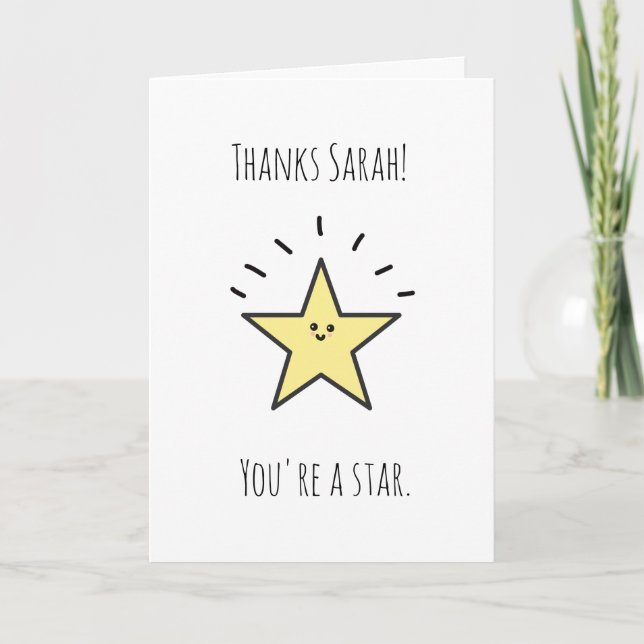 Thank you you're a star card (Front)