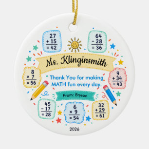 Thank Your Math Teacher Problems Ornament
