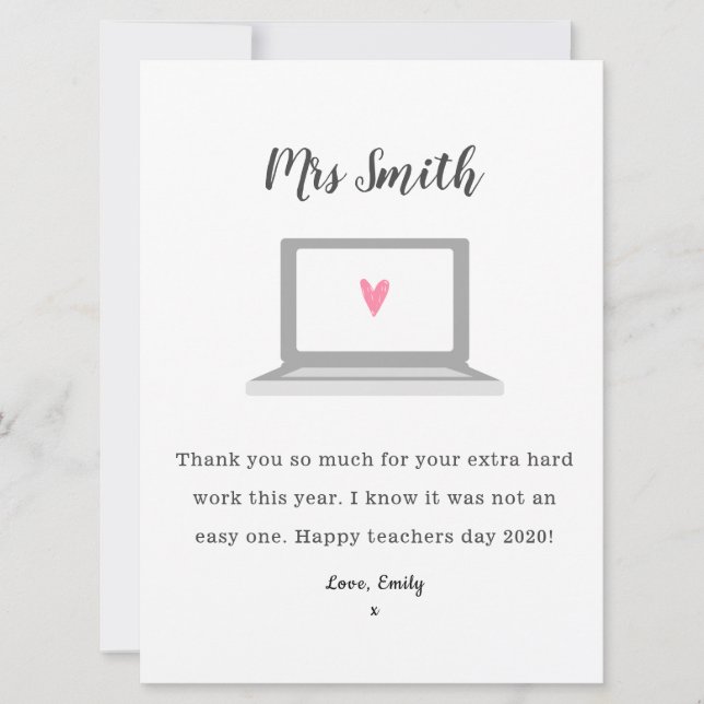 Thank youteacher mentor appreciation online class  card (Front)