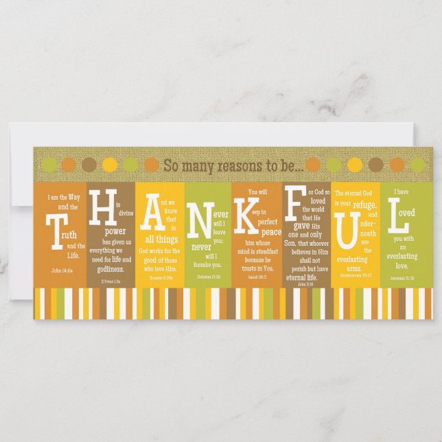 THANKFUL 2-Sided Scripture Verse Thanksgiving Card (Front)