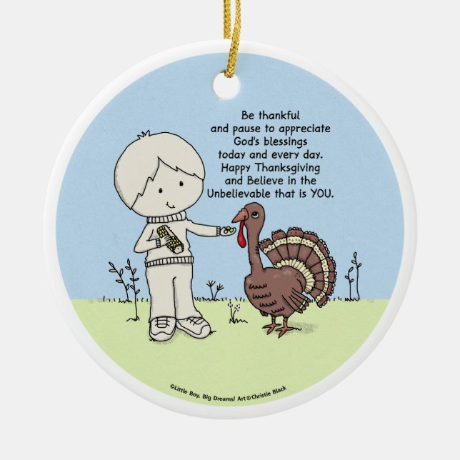 Thankful and Appreciative Ceramic Ornament (Front)