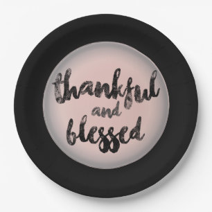 Thankful and blessed design paper plate