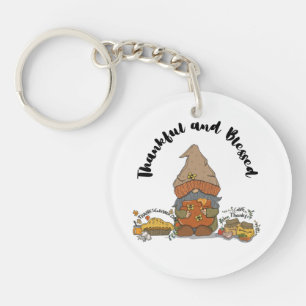 "Thankful and Blessed" Gnome with Honey and Pie Keychain