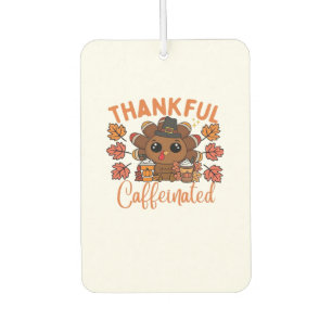 Thankful And Caffeinated Funny Thanksgiving Coffee Air Freshener
