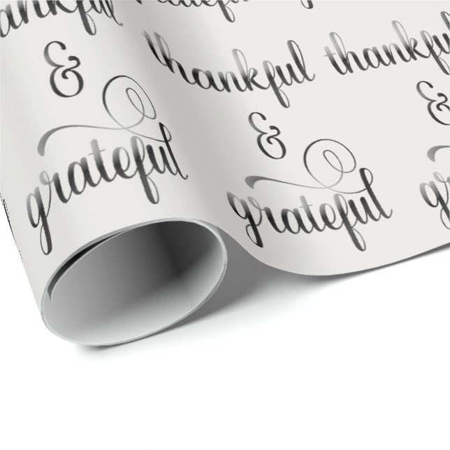 thankful and grateful fancy text wrapping paper (Roll Corner)