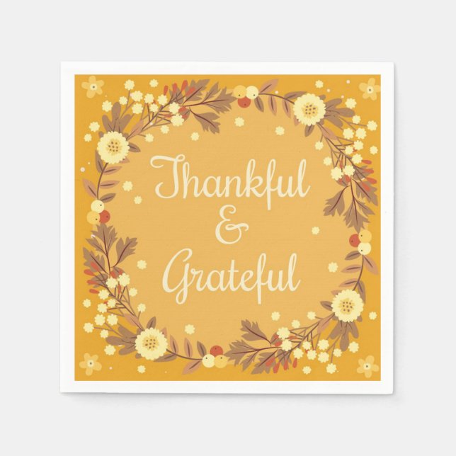 Thankful and Grateful Napkin (Front)