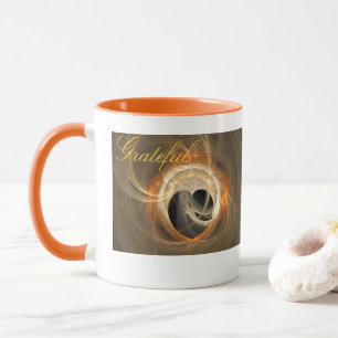 Thankful and Grateful Text Fractal Heart Design Mug