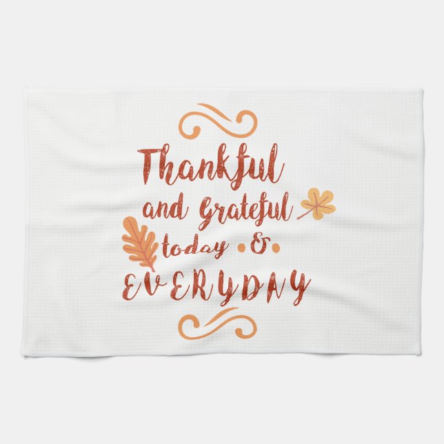 thankful and grateful thanksgiving kitchen towel (Horizontal)