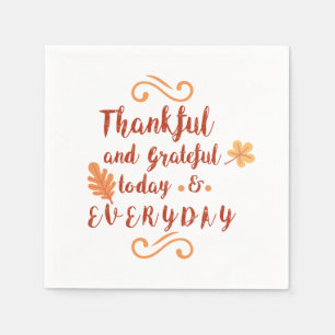 thankful and grateful thanksgiving napkin