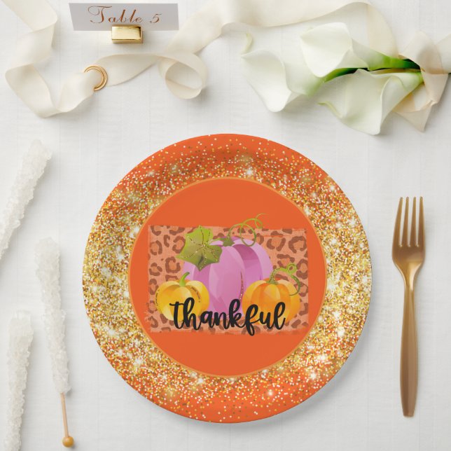 Thankful Autumn Customize Colour Paper Plate (Wedding)