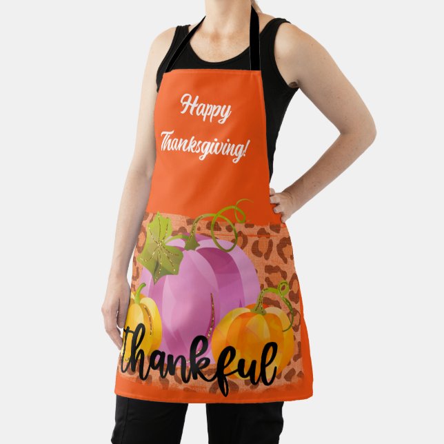Thankful Autumn Customize Text and Colour Apron (Insitu)
