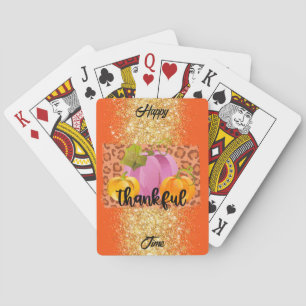 Thankful Autumn Customize Text and Colour Playing Cards