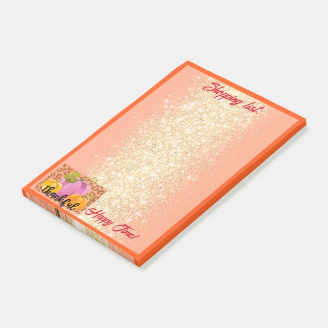 Thankful Autumn Customize Text and Colour Post-it Notes (Angled)