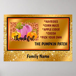 Thankful Autumn Customize Text and Colour Poster
