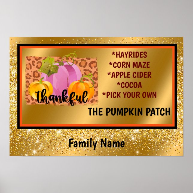 Thankful Autumn Customize Text and Colour Poster (Front)