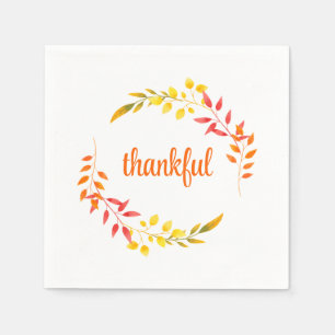 Thankful Autumn Fall Colours Modern Thanksgiving Napkin
