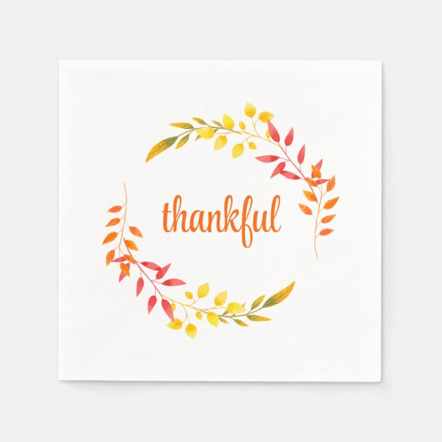 Thankful Autumn Fall Colours Modern Thanksgiving Napkin (Front)