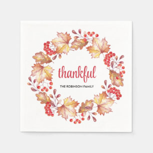 Thankful Autumn Fall Colours Modern Thanksgiving Napkin