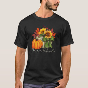 Thankful Autumn Fall Maple Leaves Happpy Thanksgiv T-Shirt